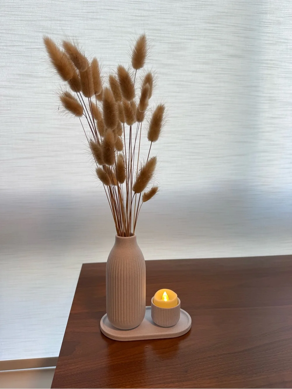 Fluted Vase Candle Holder and Tray set